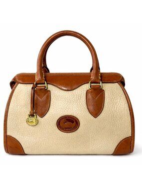 Dooney & Bourke Vintage AWL Satchel Cream Tan All Weather Leather USA